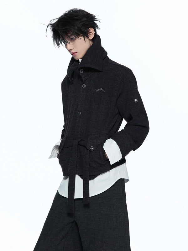 Tie-Waist Layered-Collar Knit Cardigan product view 2