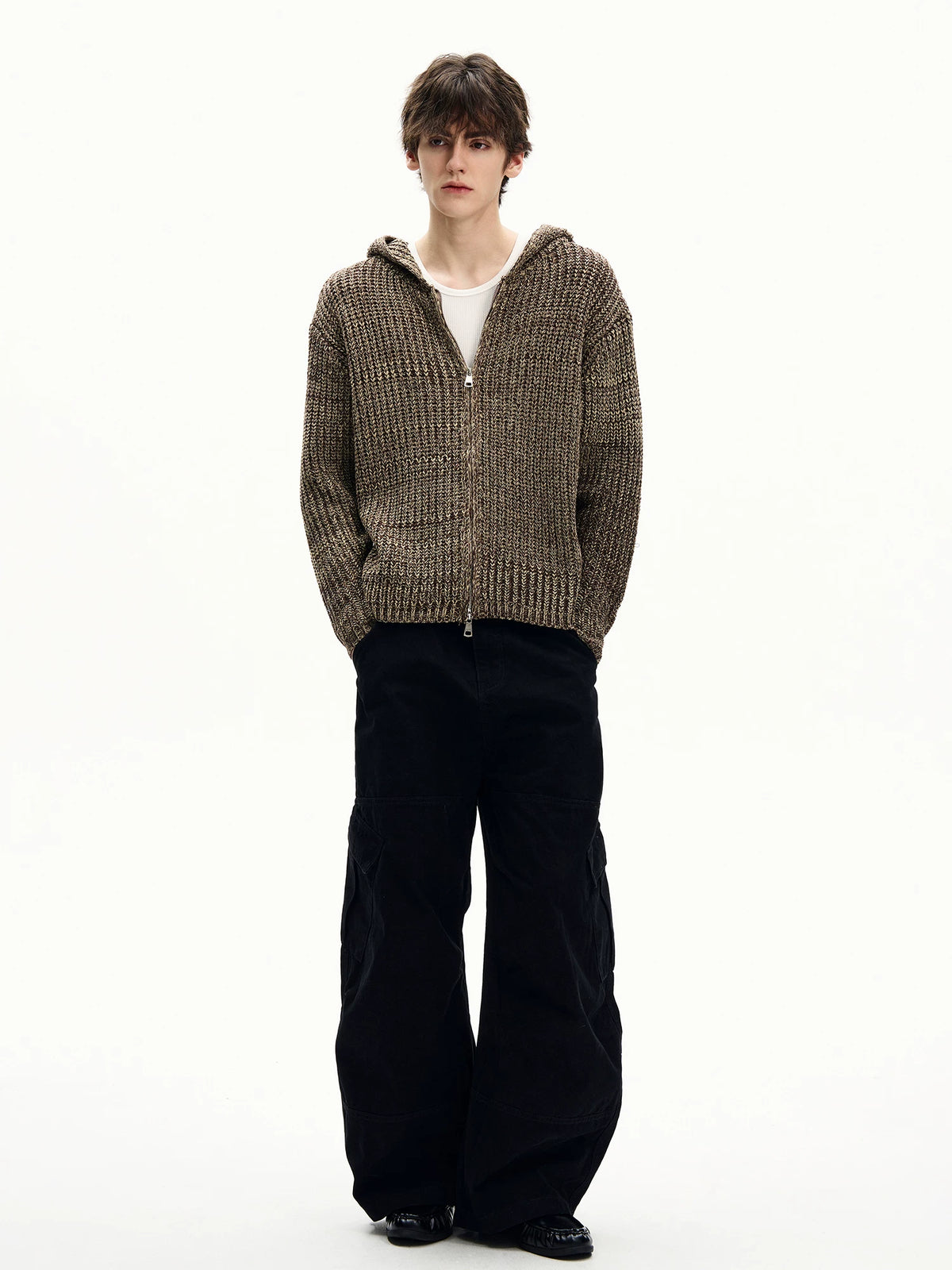 Textured Knit Zip Hoodie product view 3