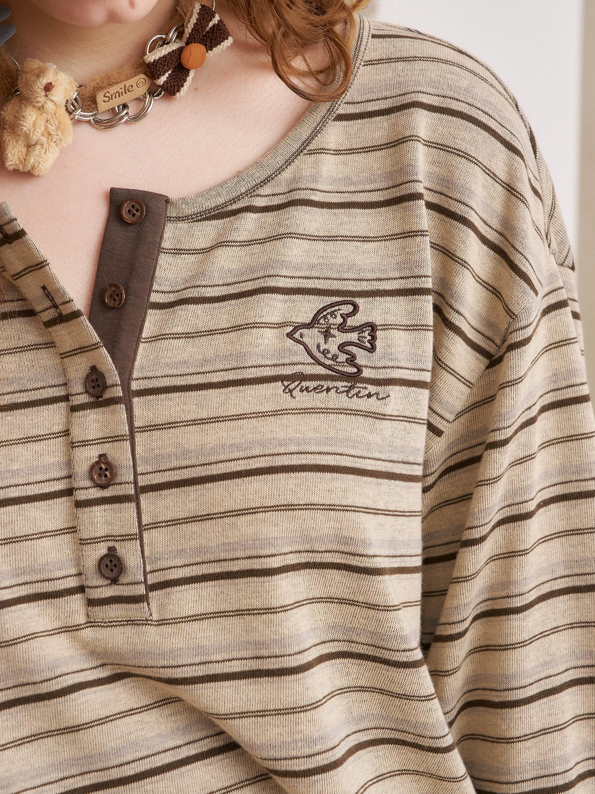Vintage Stripe Long-Sleeve Henley product view 3