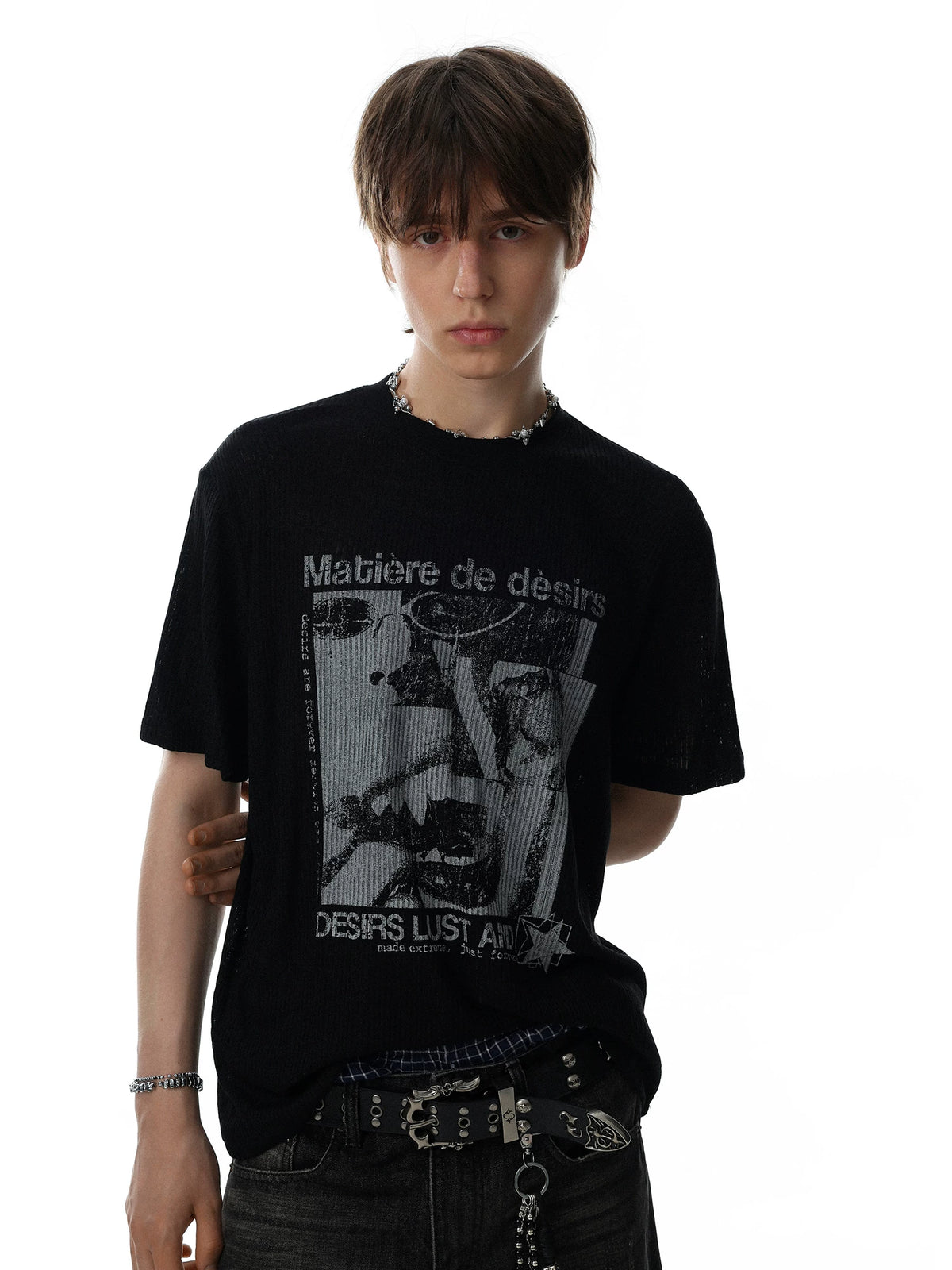 Surreal Portrait Textured Knit Tee product view 5