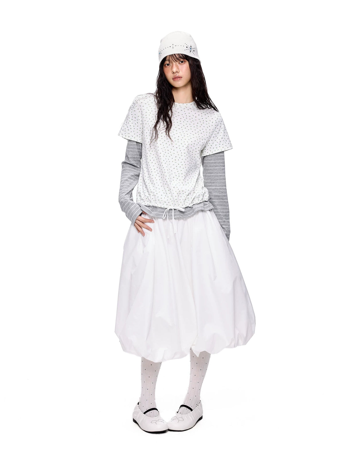 Gathered A-Line Midi Skirt product view 1