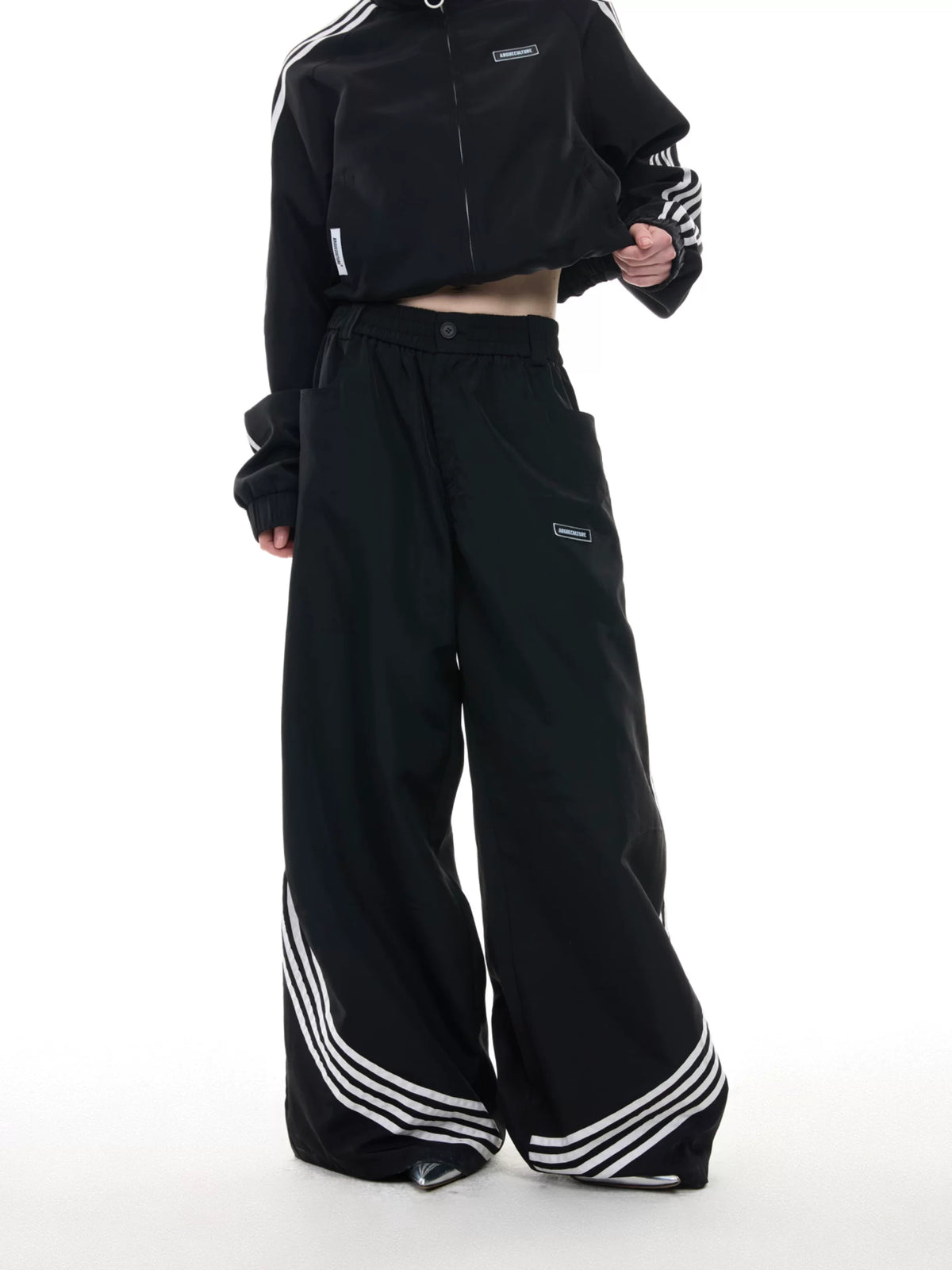 Four-Stripe Cropped Track Jacket and Pants Separates product view 4