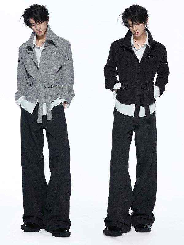 Tie-Waist Layered-Collar Knit Cardigan product view 4