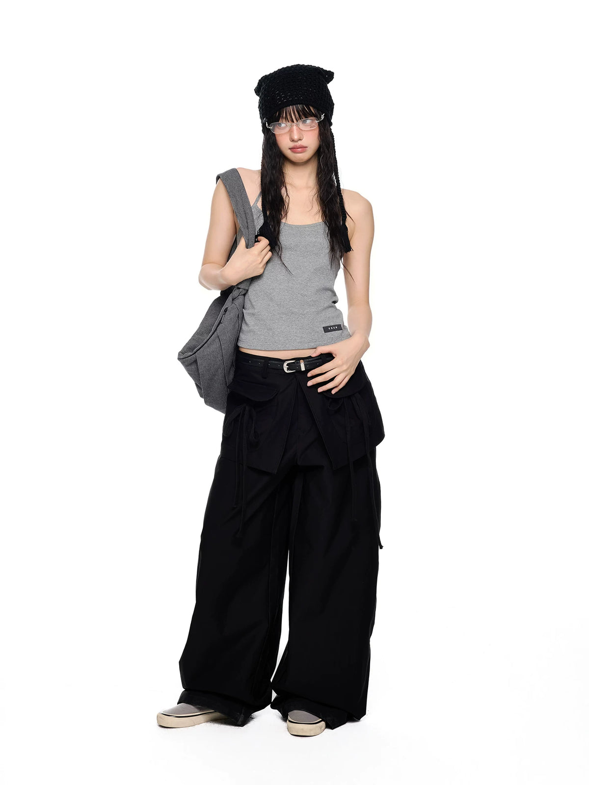 Cargo Skirt-Overlay Wide-Leg Pants product view 2