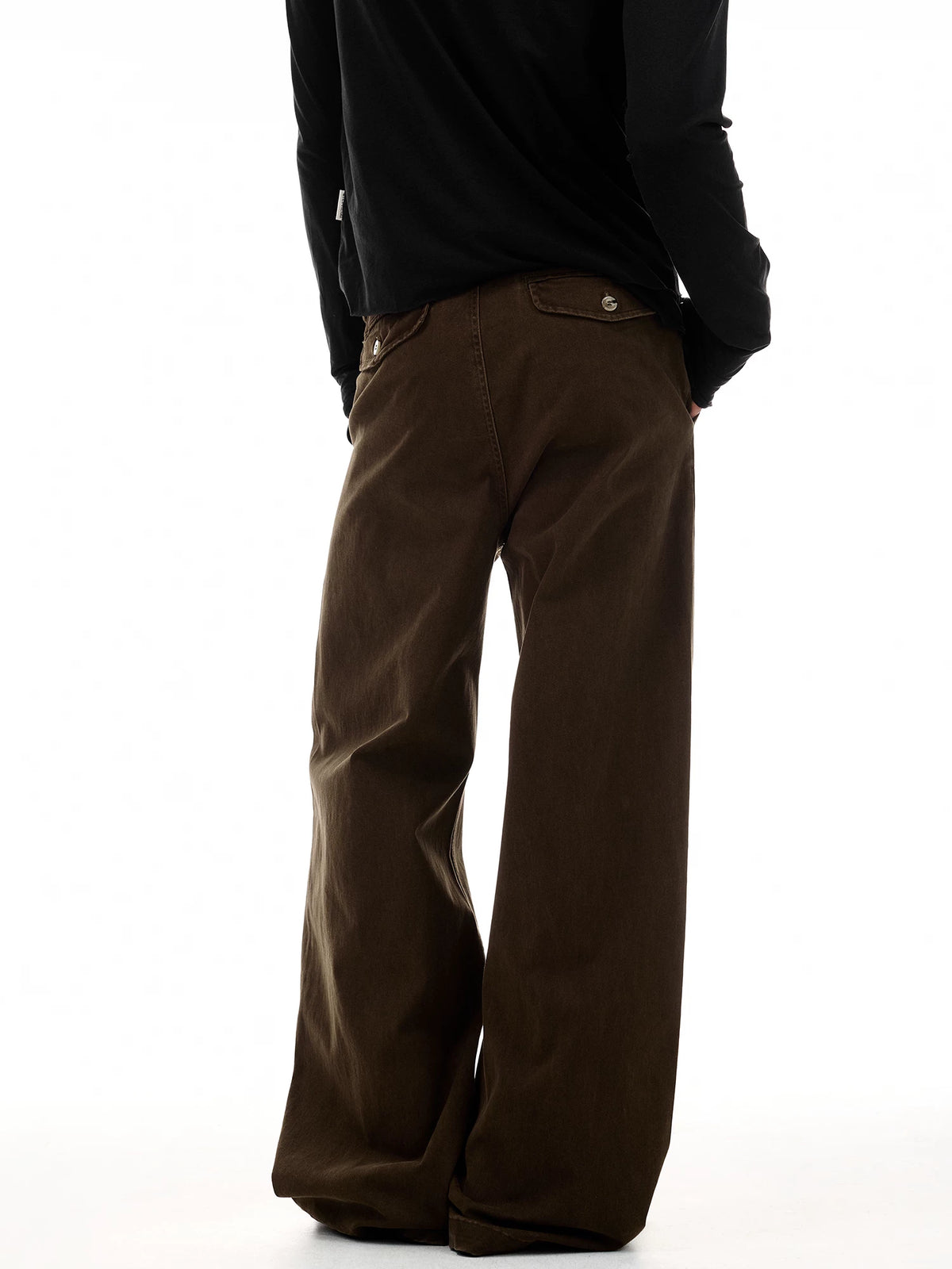 Curved-Seam Wide-Leg Cotton Trousers product view 3