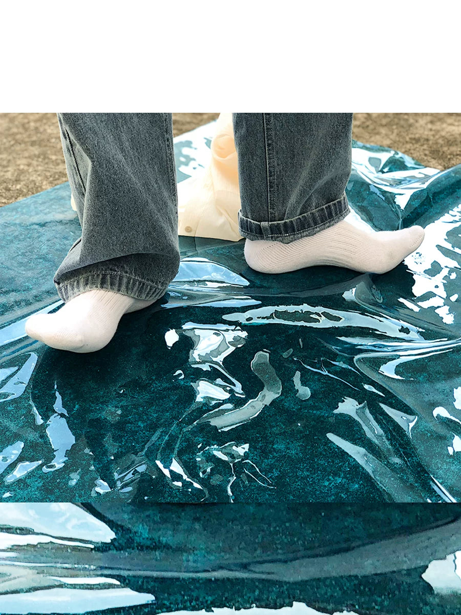 Peacock-Blue Washed Wide-Leg Jeans product view 3