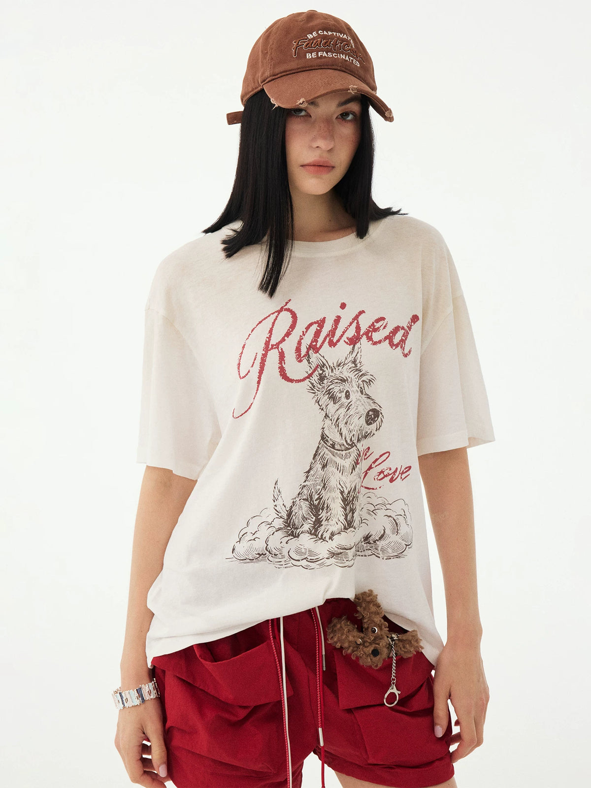 Washed Puppy-Print Drop-Shoulder Tee product view 2