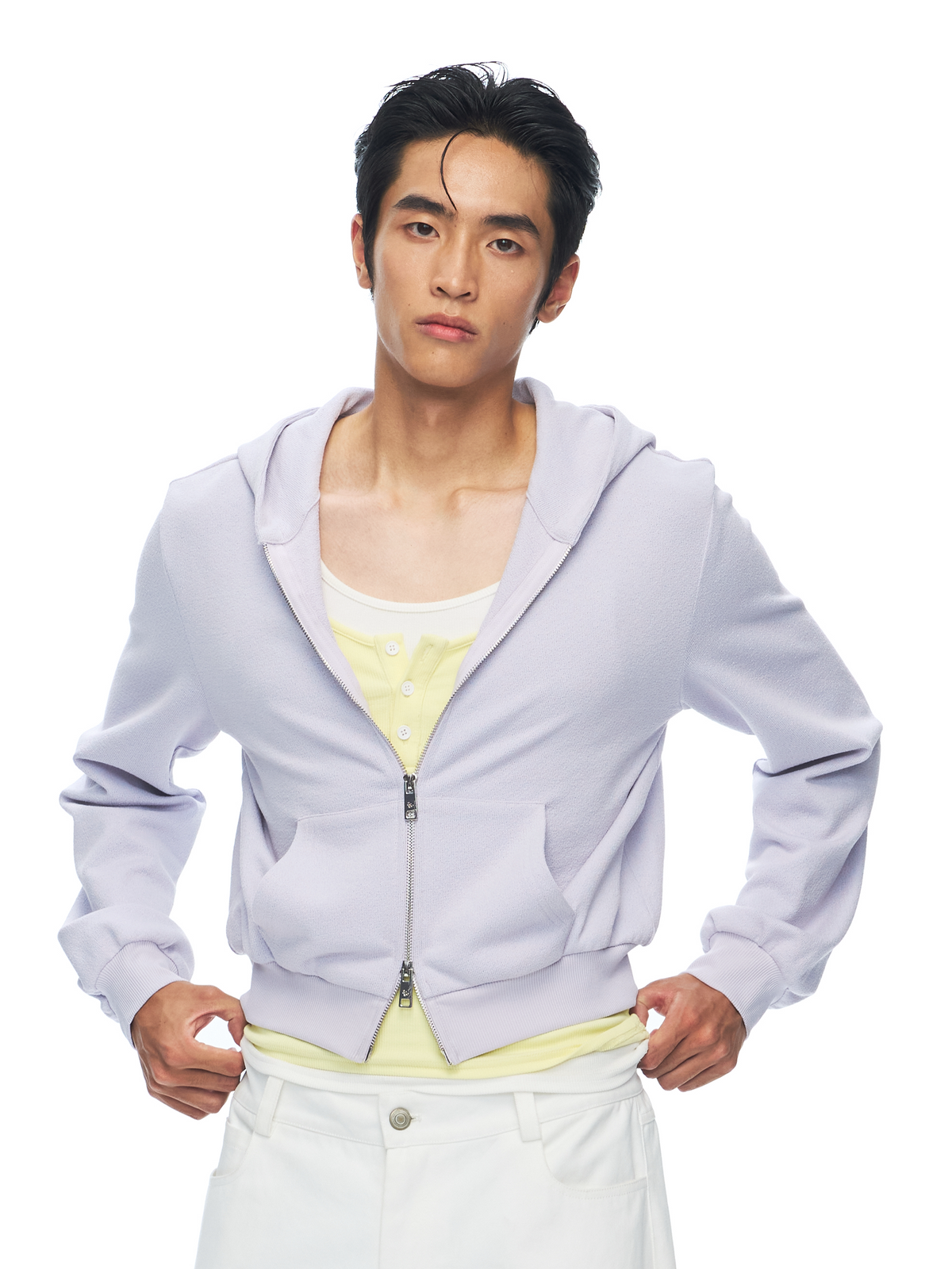 Cropped Two-Way Zip Cotton-Lyocell Hoodie product view 1