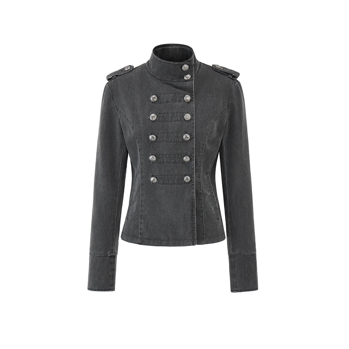 Double-Button Fitted Denim Jacket product view 4