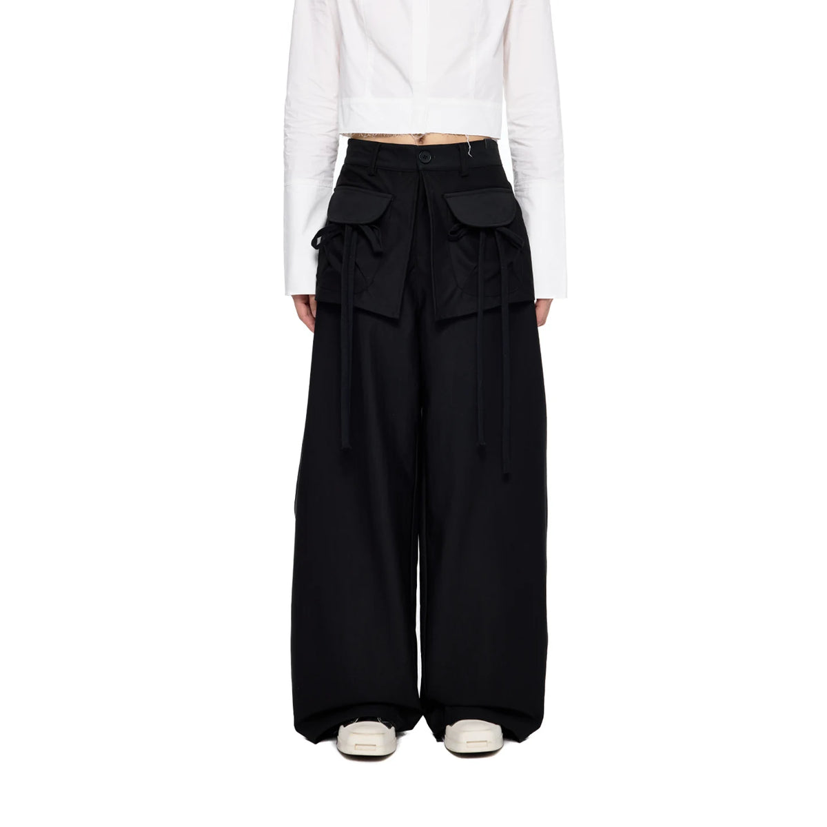Cargo Skirt-Overlay Wide-Leg Pants product view 5