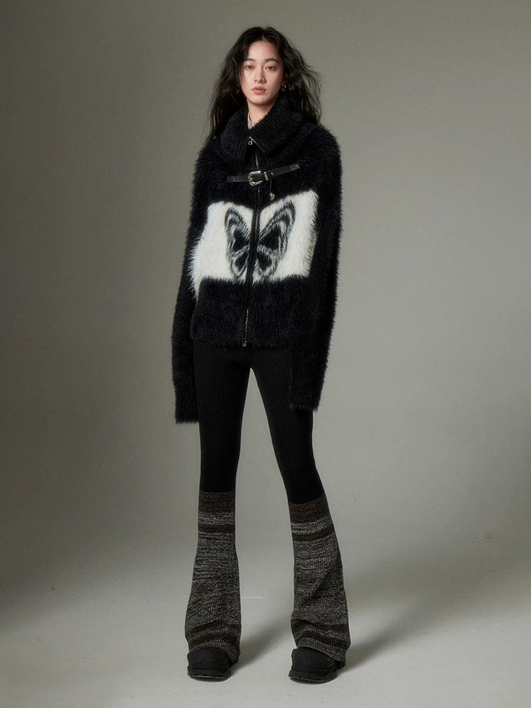 Marled-Hem Rib-Knit Flared Pants product view 1