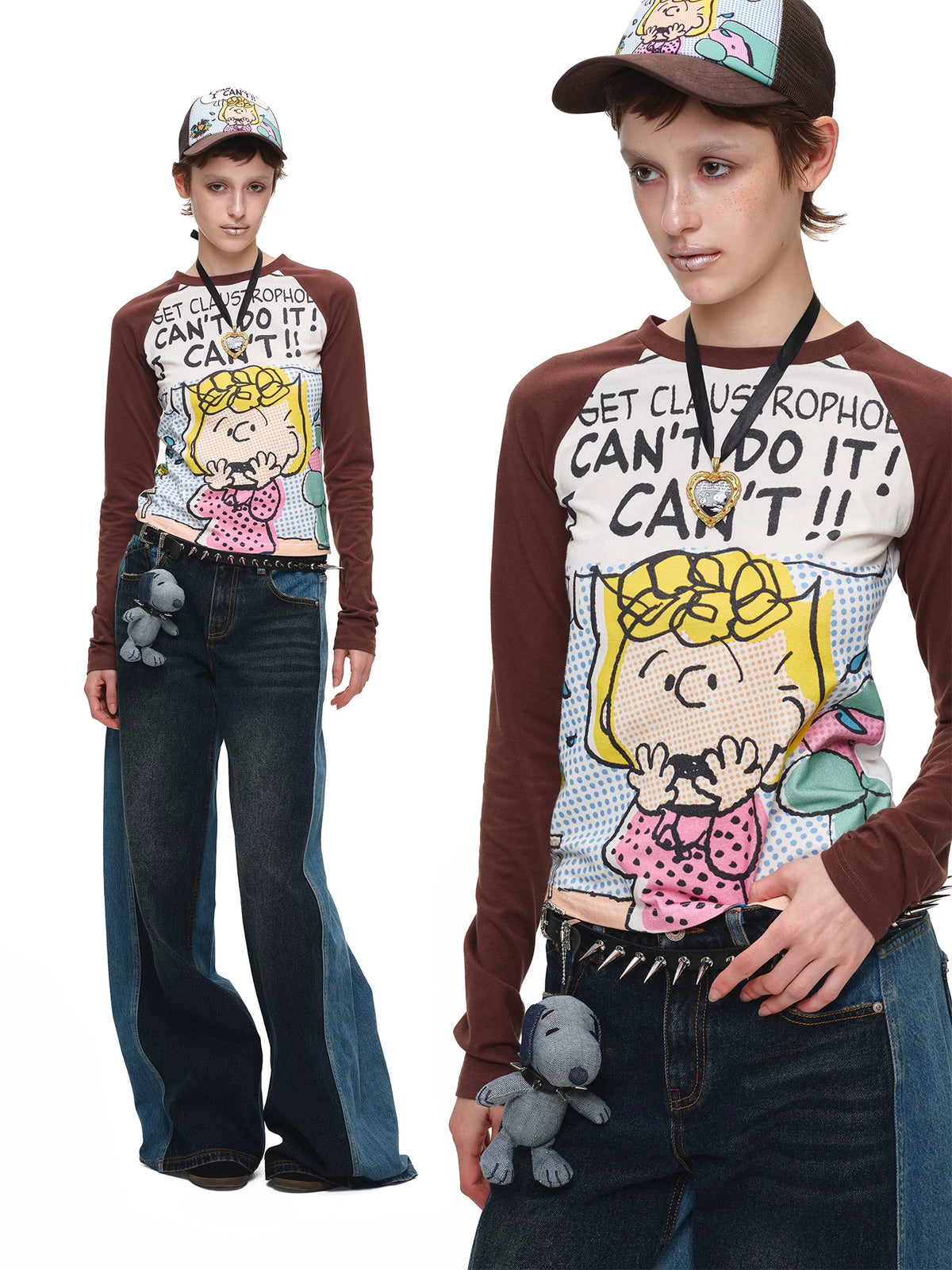 Comic-Graphic Raglan Stretch T-Shirt product view 3