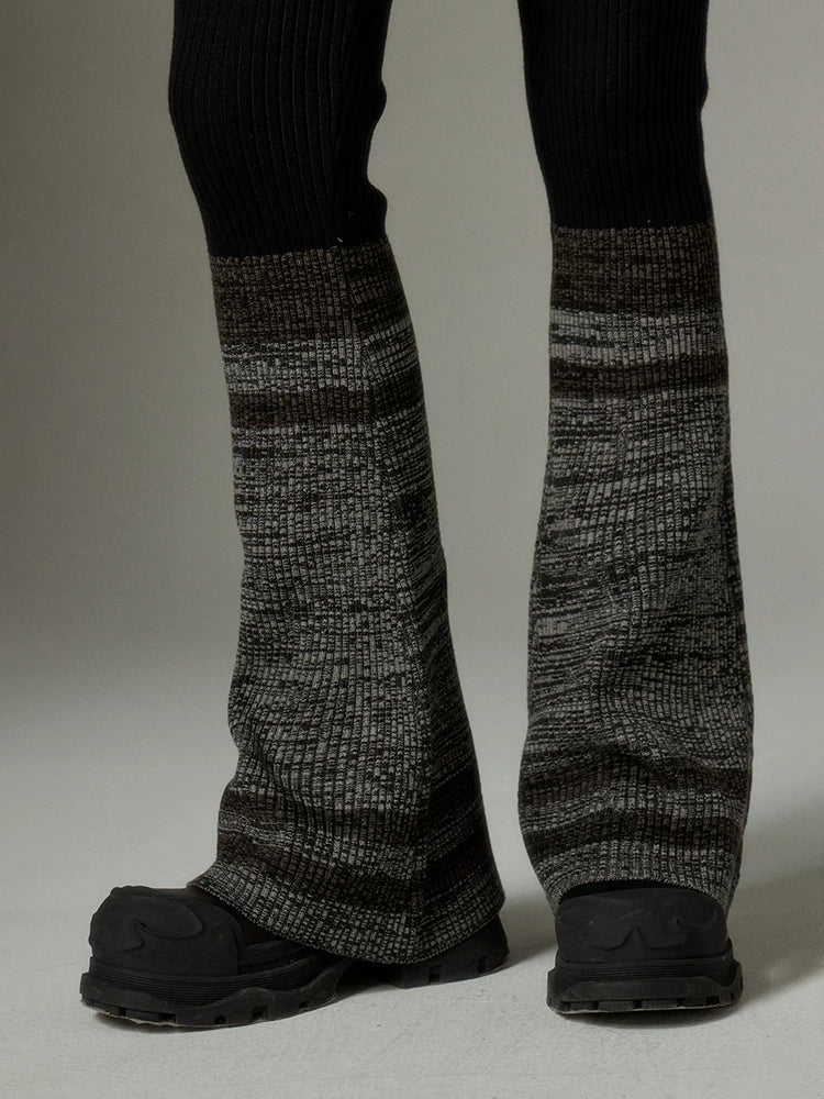 Marled-Hem Rib-Knit Flared Pants product view 4