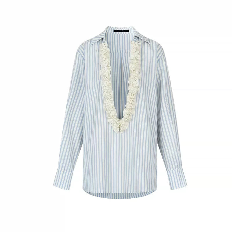 Lace-Trim Striped Shirt product view 7