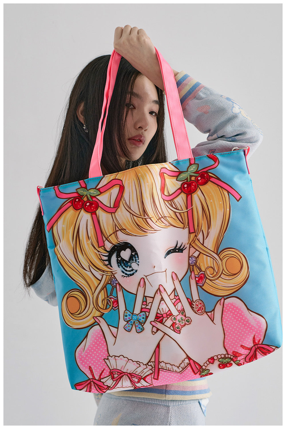 Sweet Anime Girl Printed Tote Bag