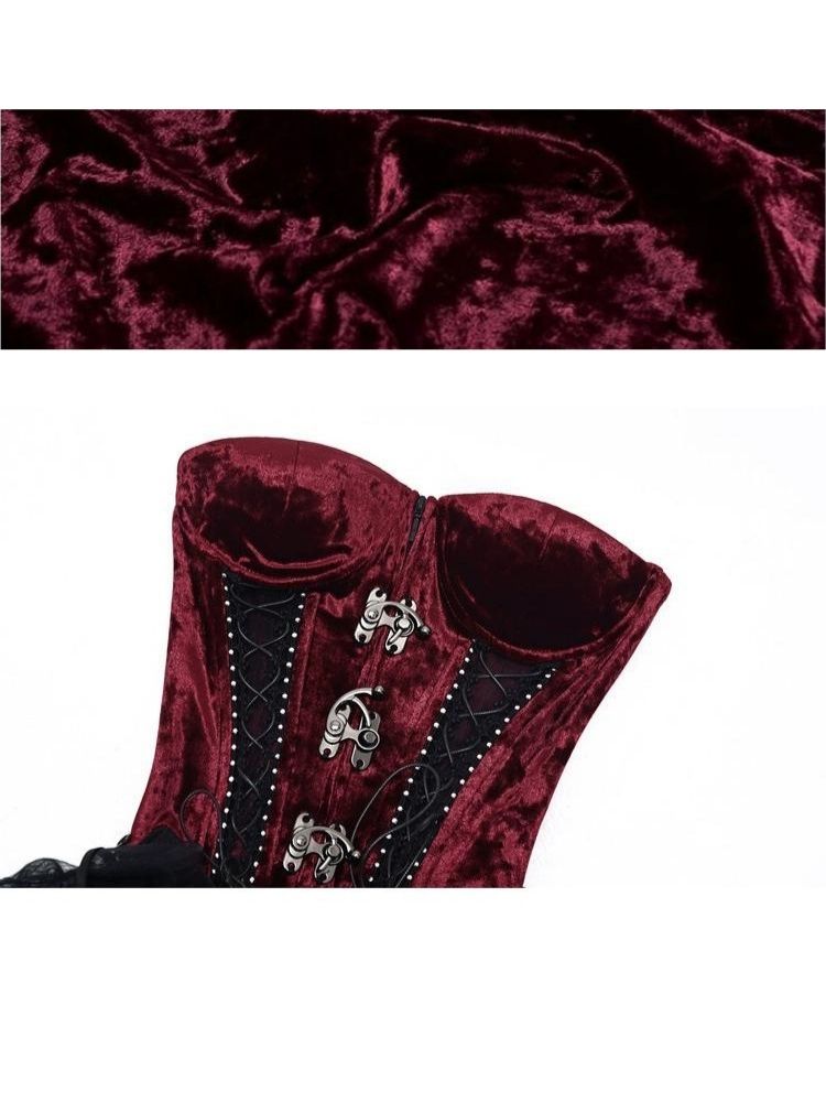 벨벳 레이스 스팀펑크 코르셋