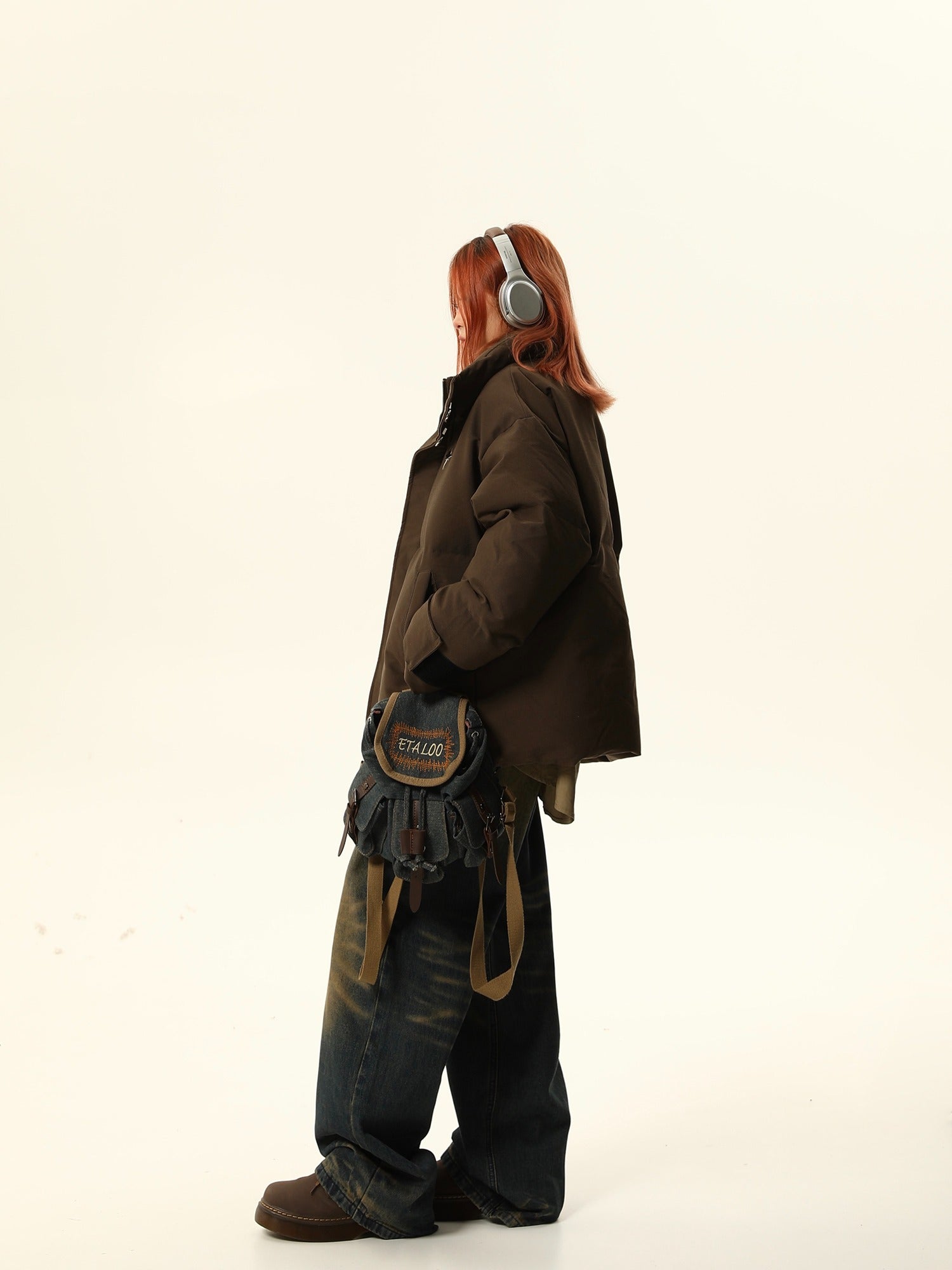Collar de pie chaqueta de hojaldre de gran tamaño
