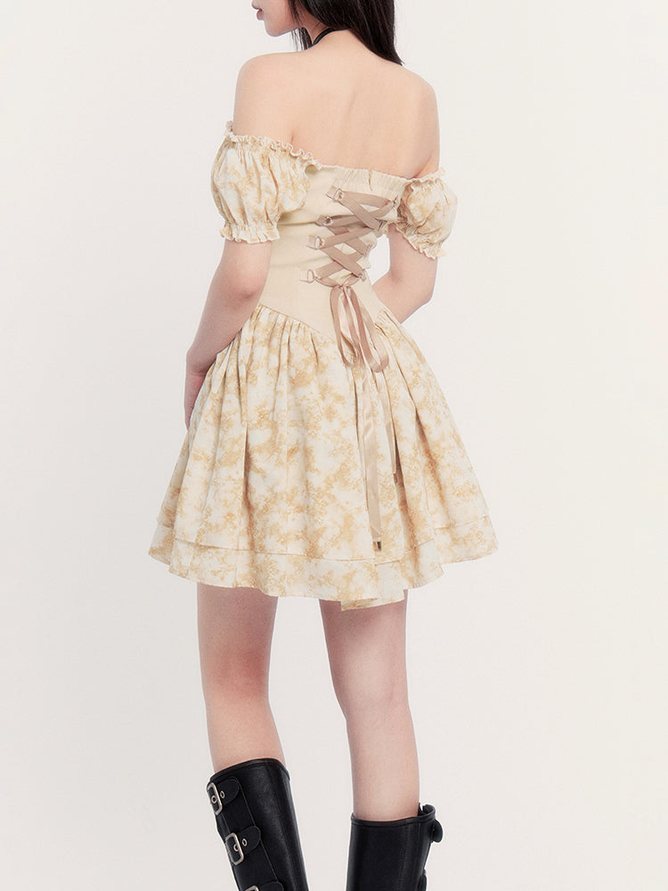 Vintage Puff manga mini vestido