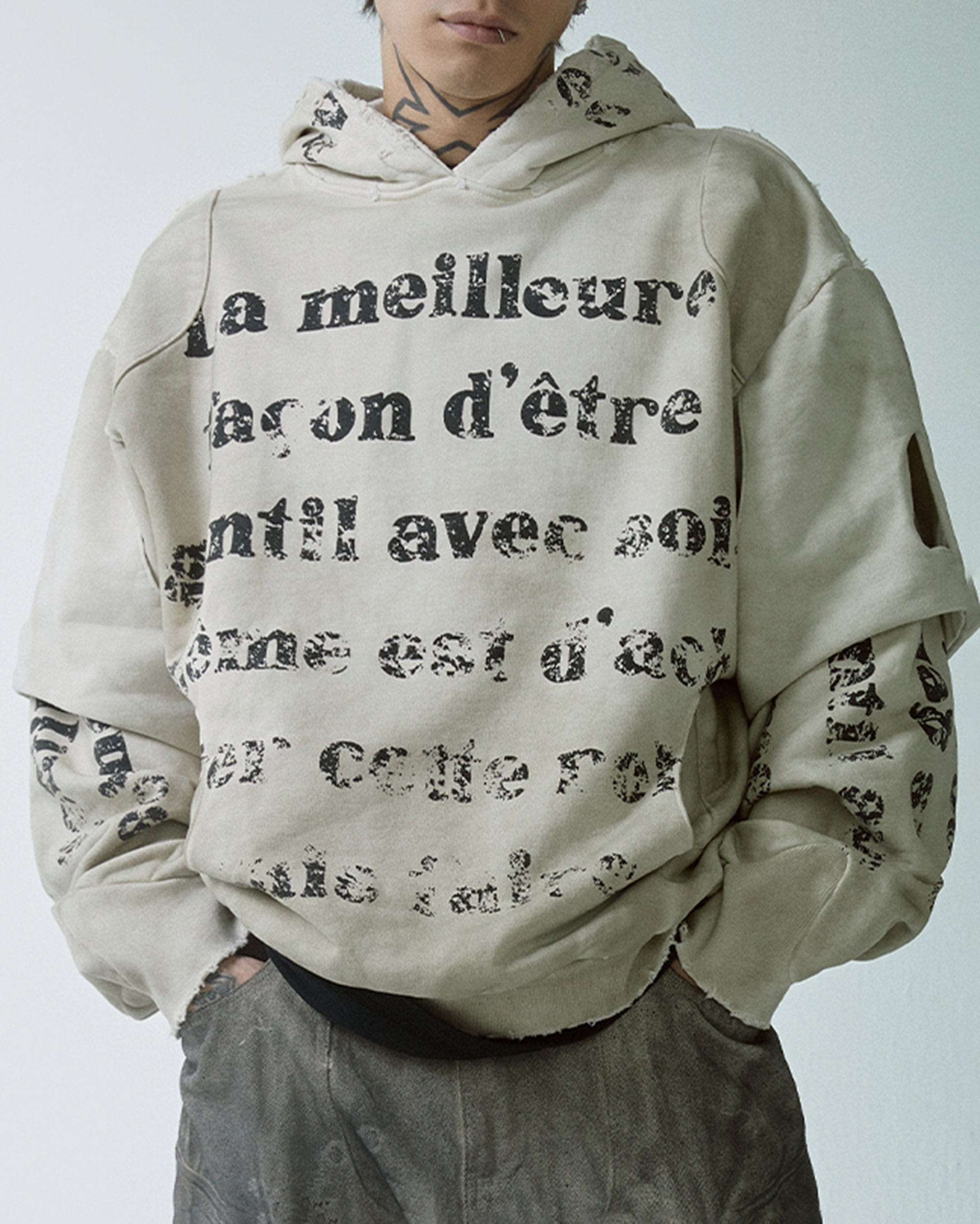 Französischer Text Vintage Hoodie
