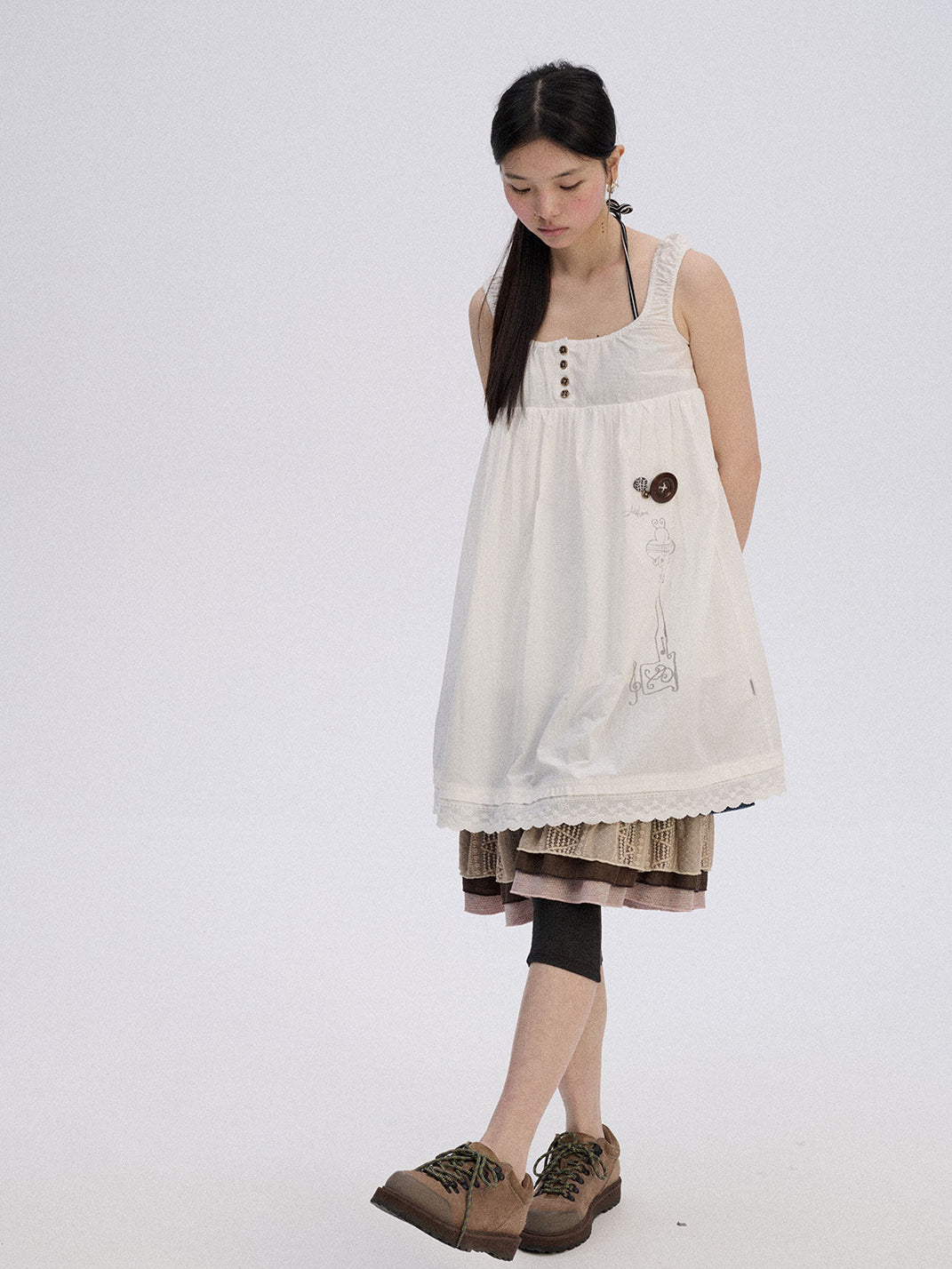 Embroidered Sleeveless Lace Dress