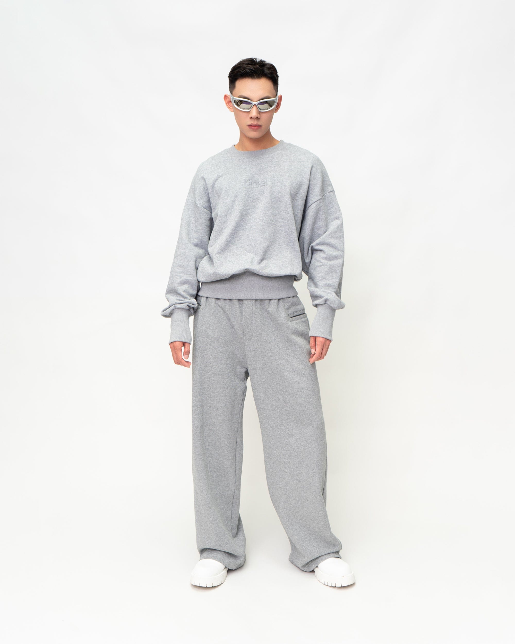 Grey Sweatshirt with Angel Wings Details on the Back