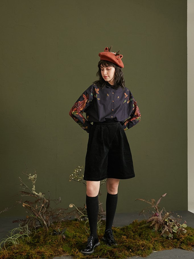 Enchanted Forest Deer Embroidered Blouse - chiclara