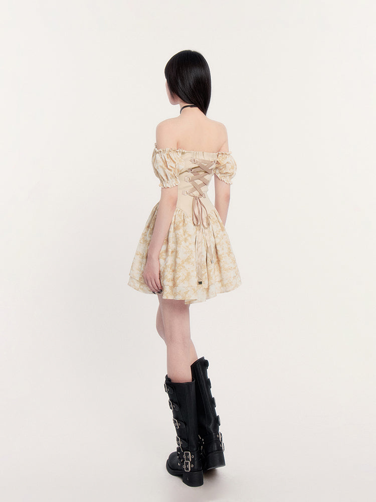 Vintage Puff manga mini vestido