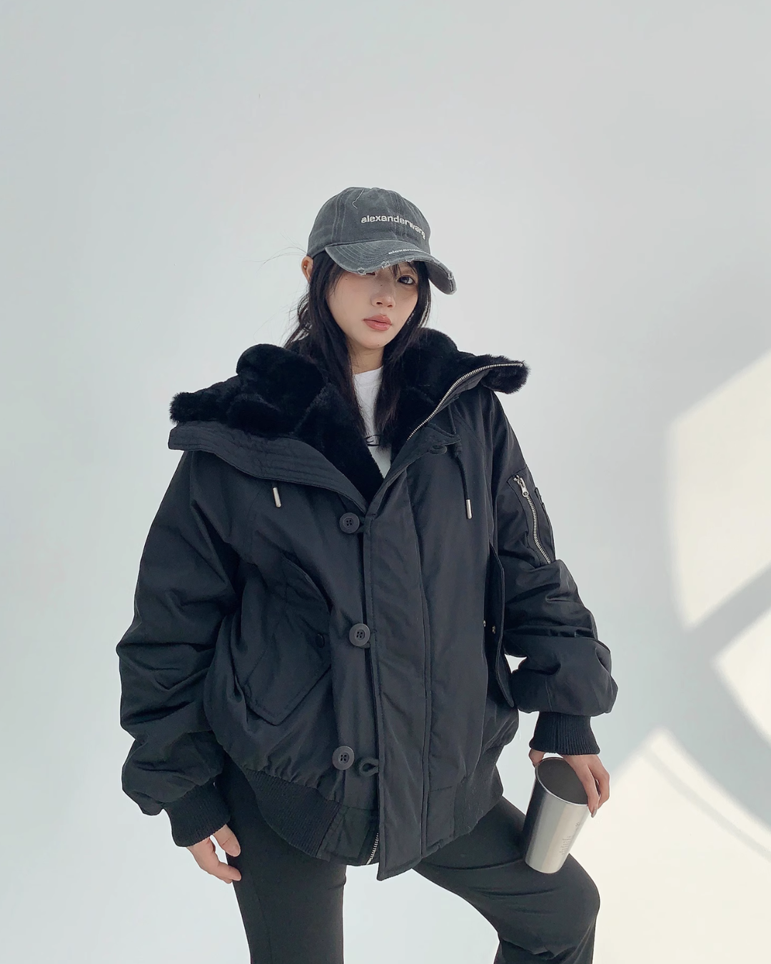 Frost Sherpa-Collar Bomber Jacket