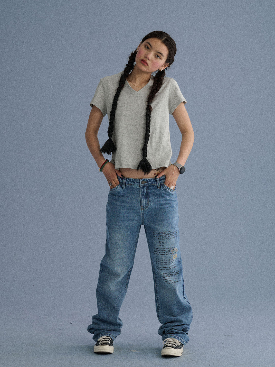 Shoulder-Fitted Cropped Basic Tee