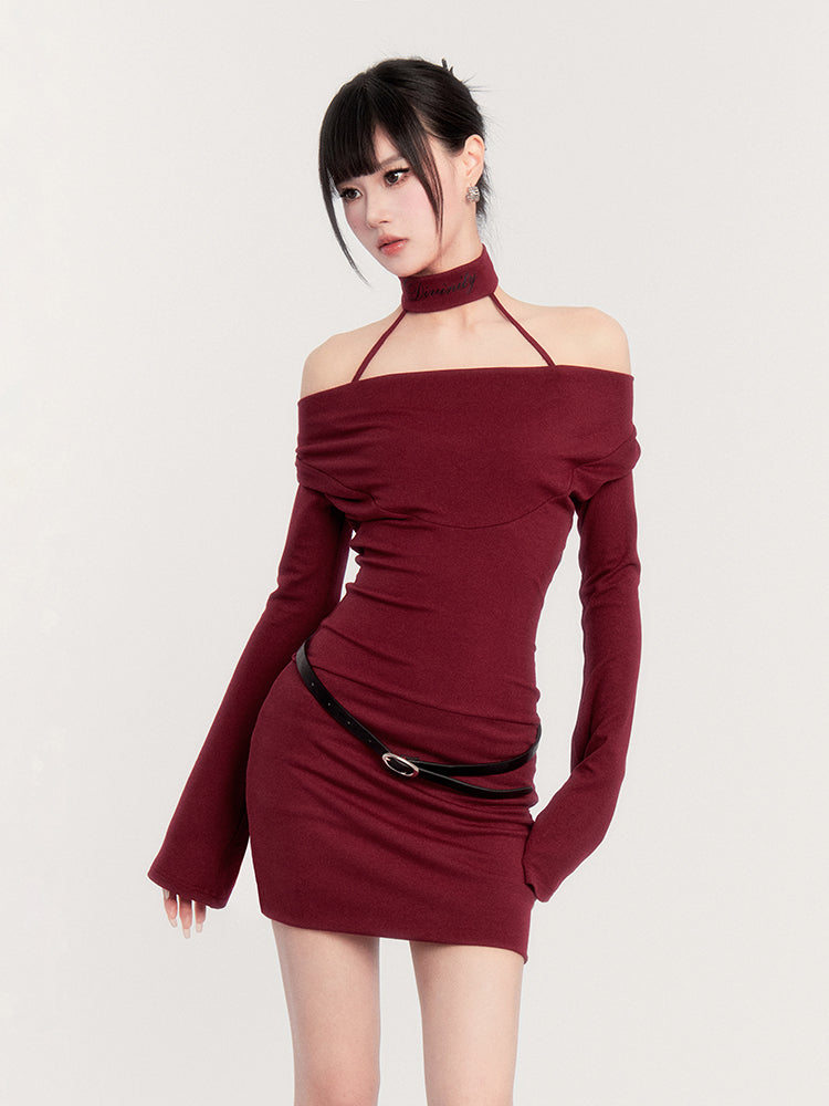Vestido de carrocería de gargantilla fuera del hombro