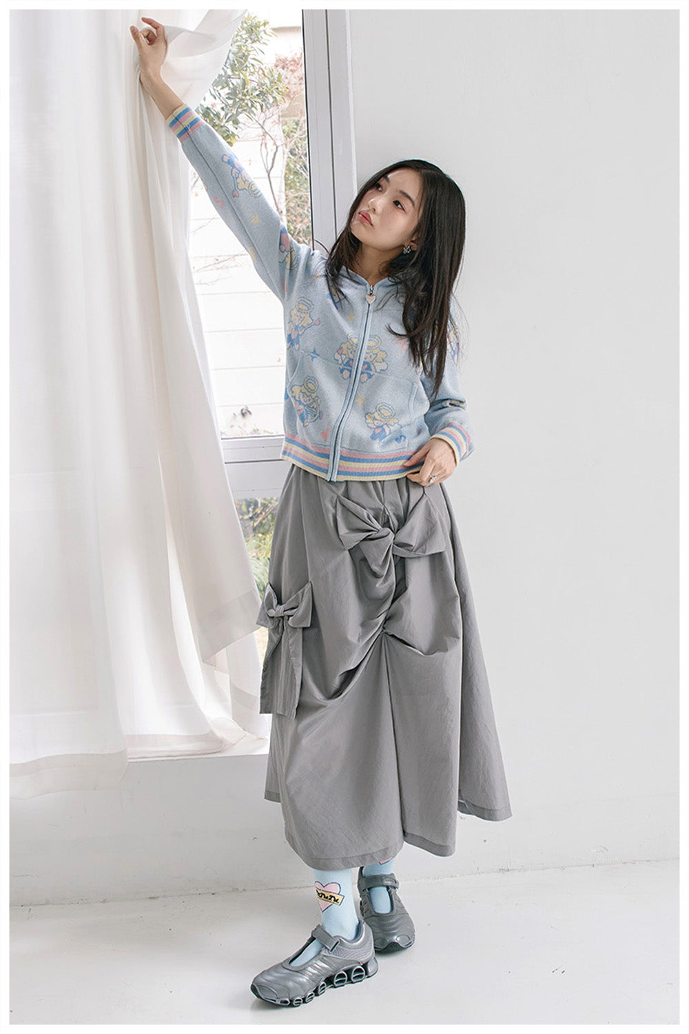 Bow Detail Midi Skirt