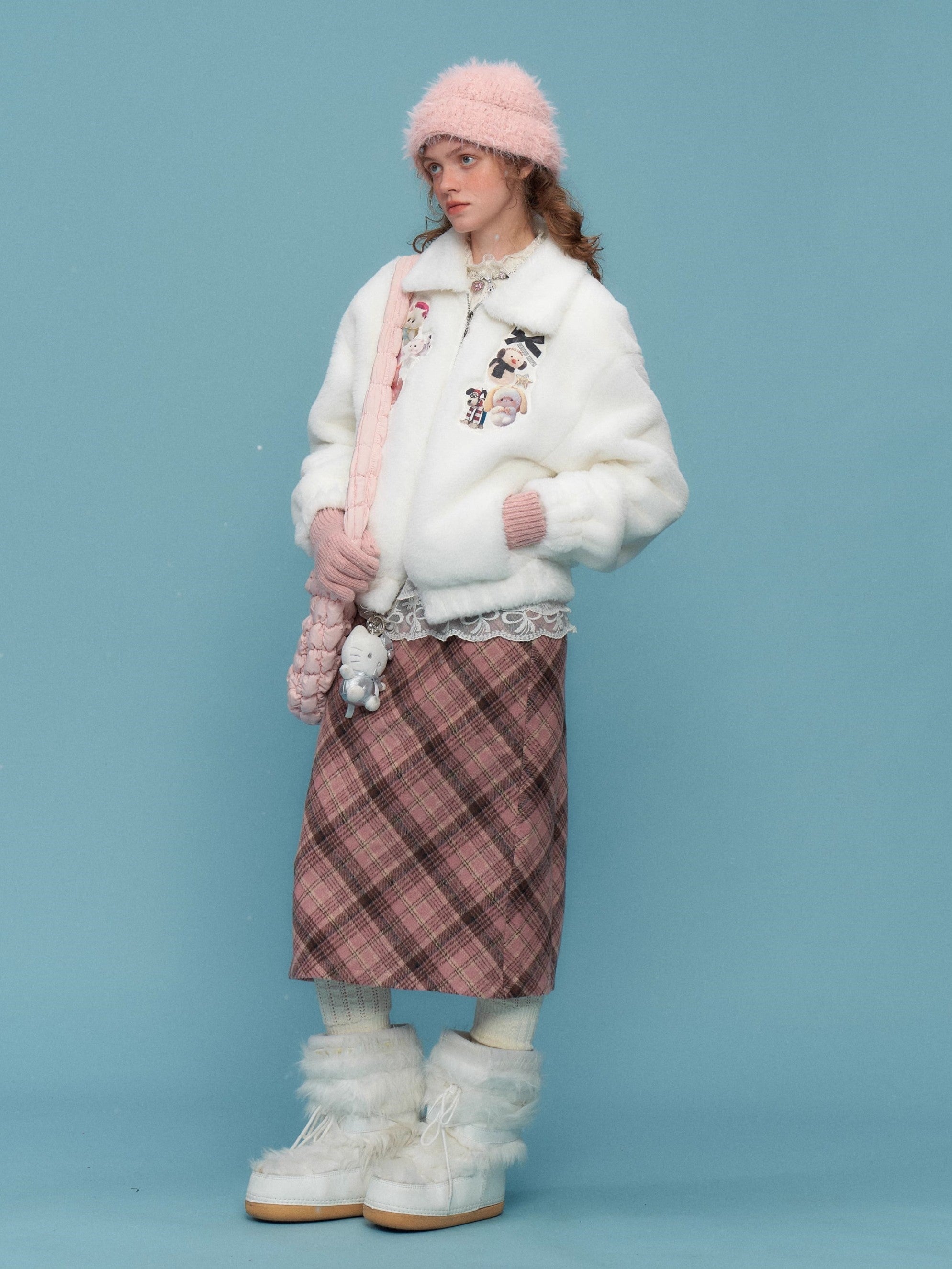 Chaqueta de piel sintética de parche de animal dulce