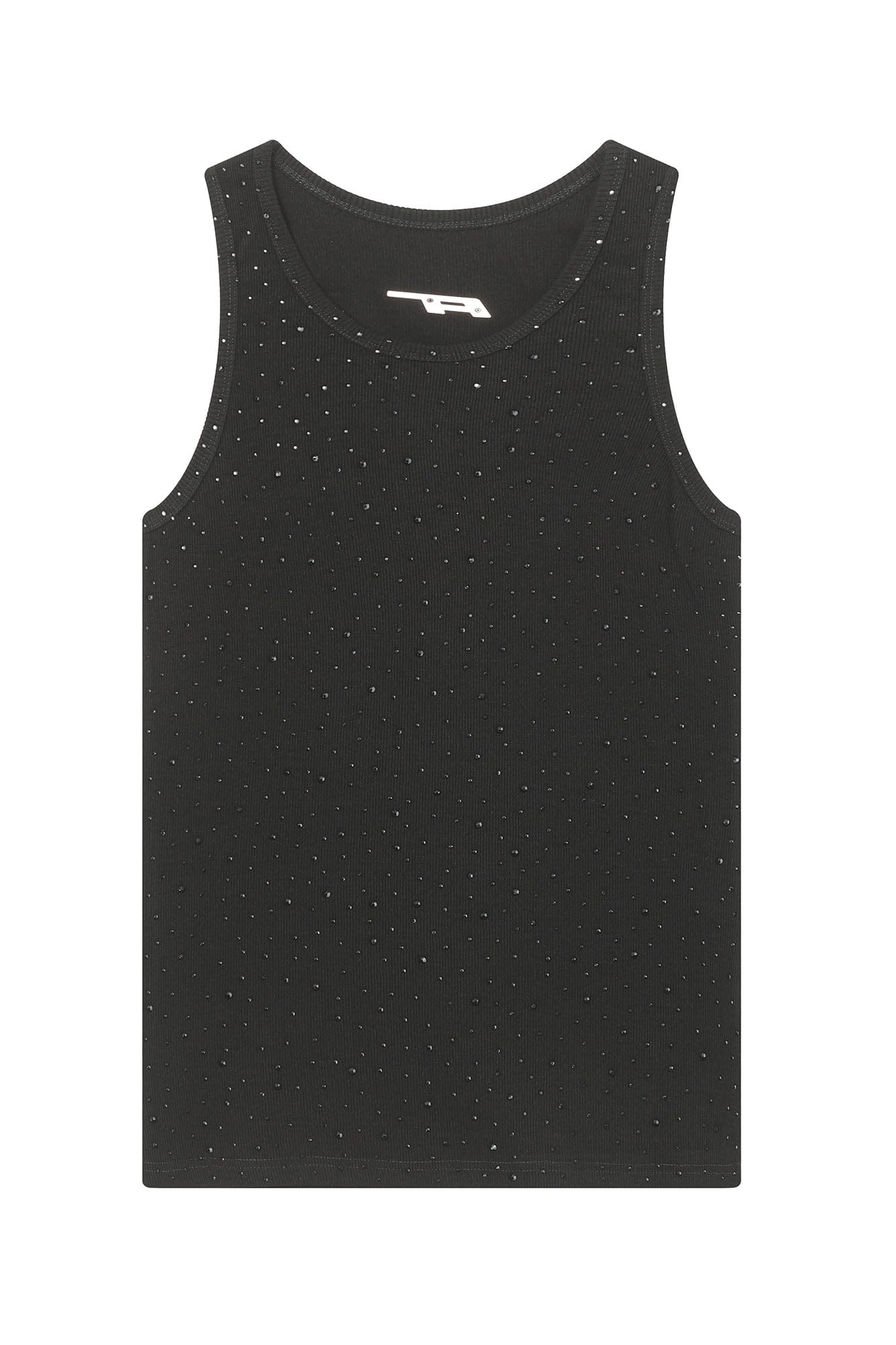 Rhinestone Embellished Ribbed Tank Top