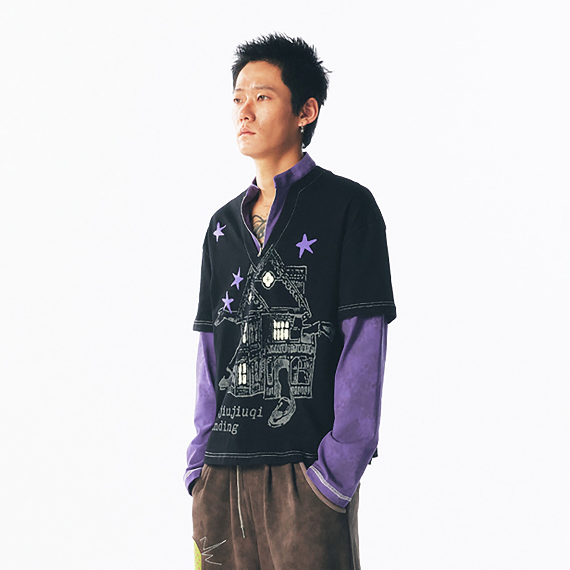 Retro Layered Graphic Long Sleeve Tee