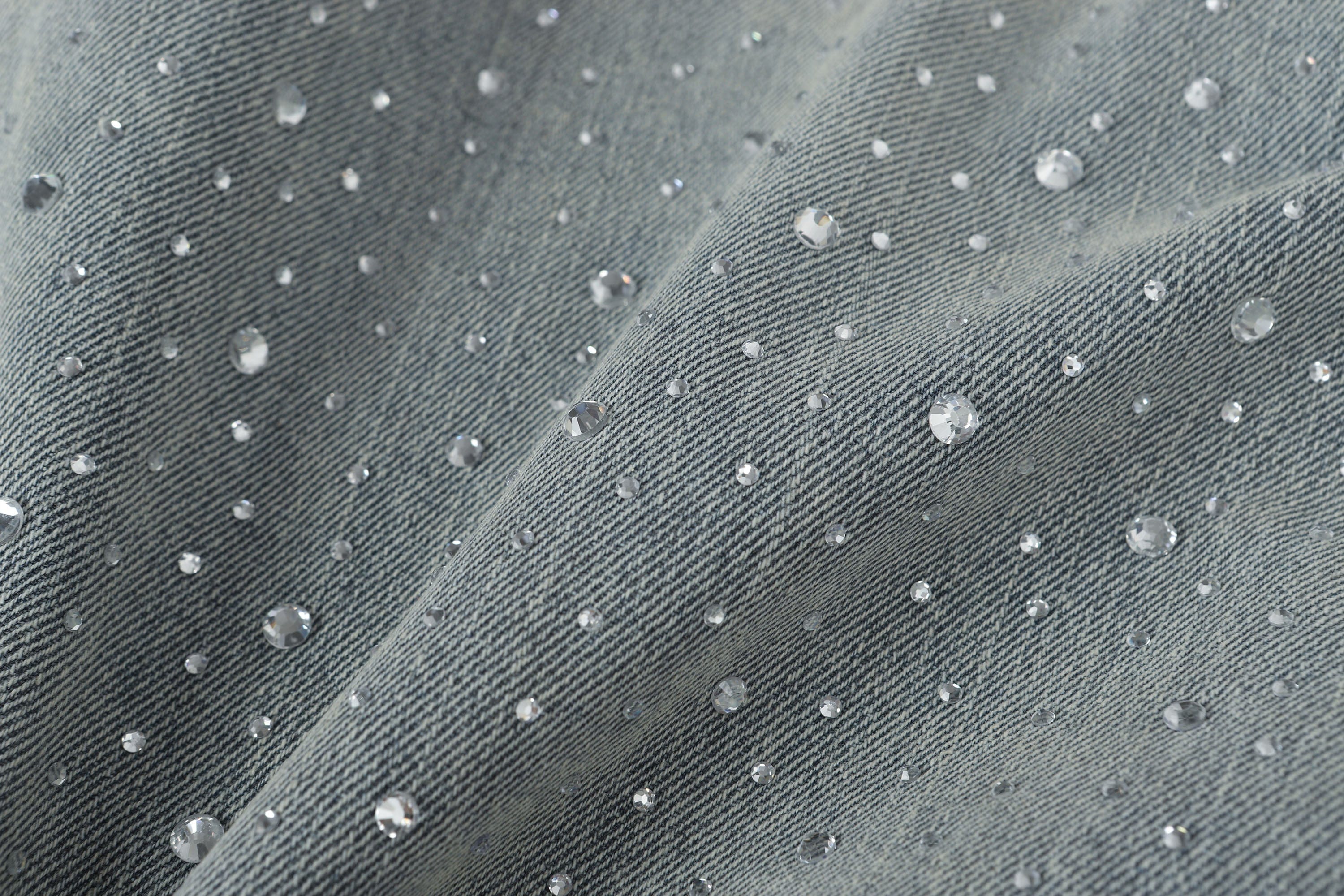 Light Wash Rhinestone Studded Jeans