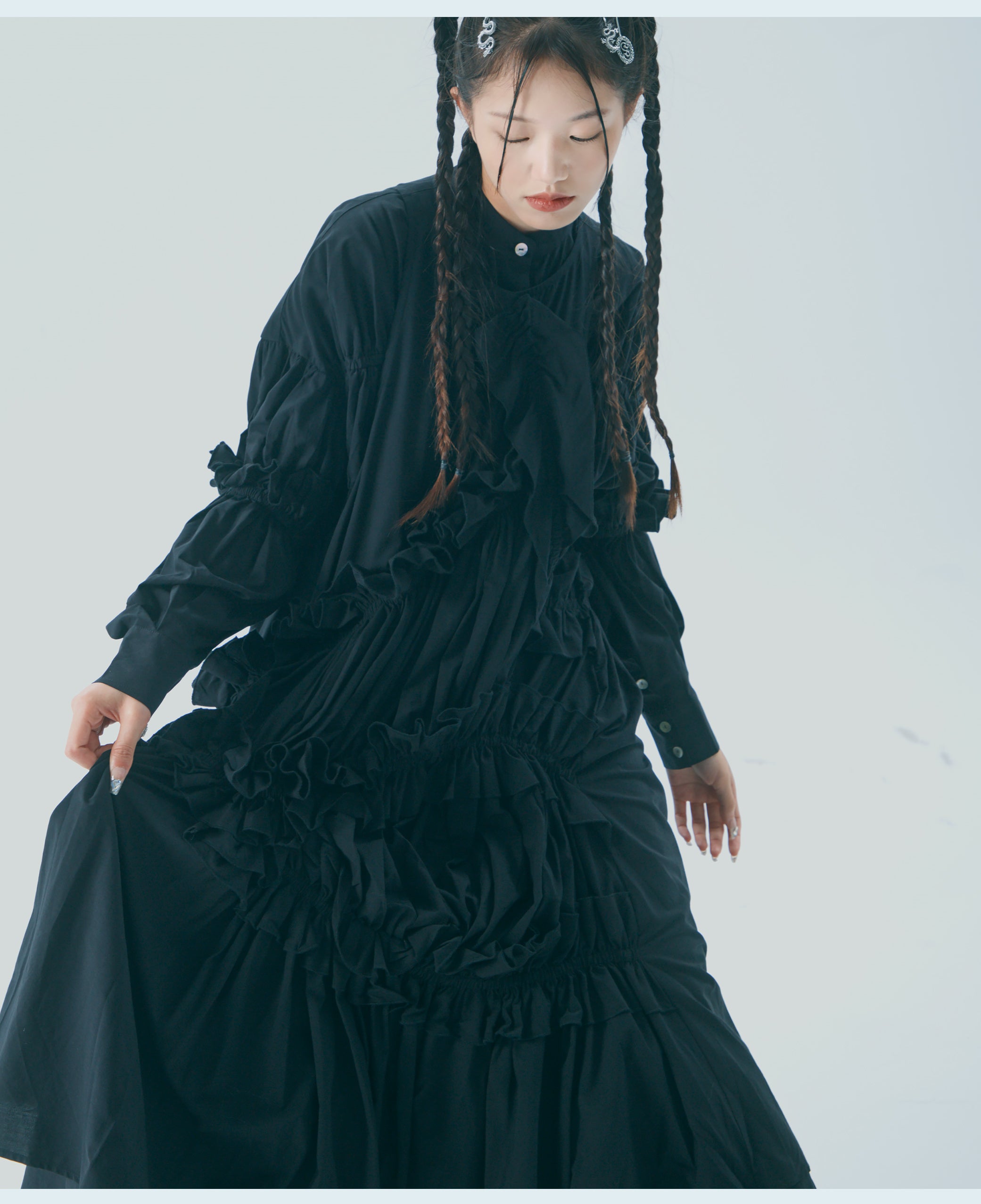 Elegant Cotton Ruffle Maxi Dress - chiclara