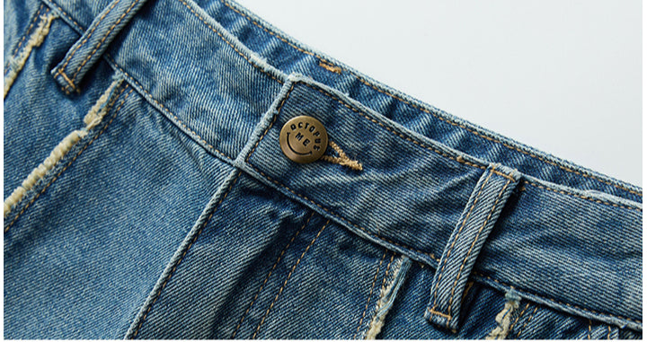 Embroidered Denim Wide Leg Jeans