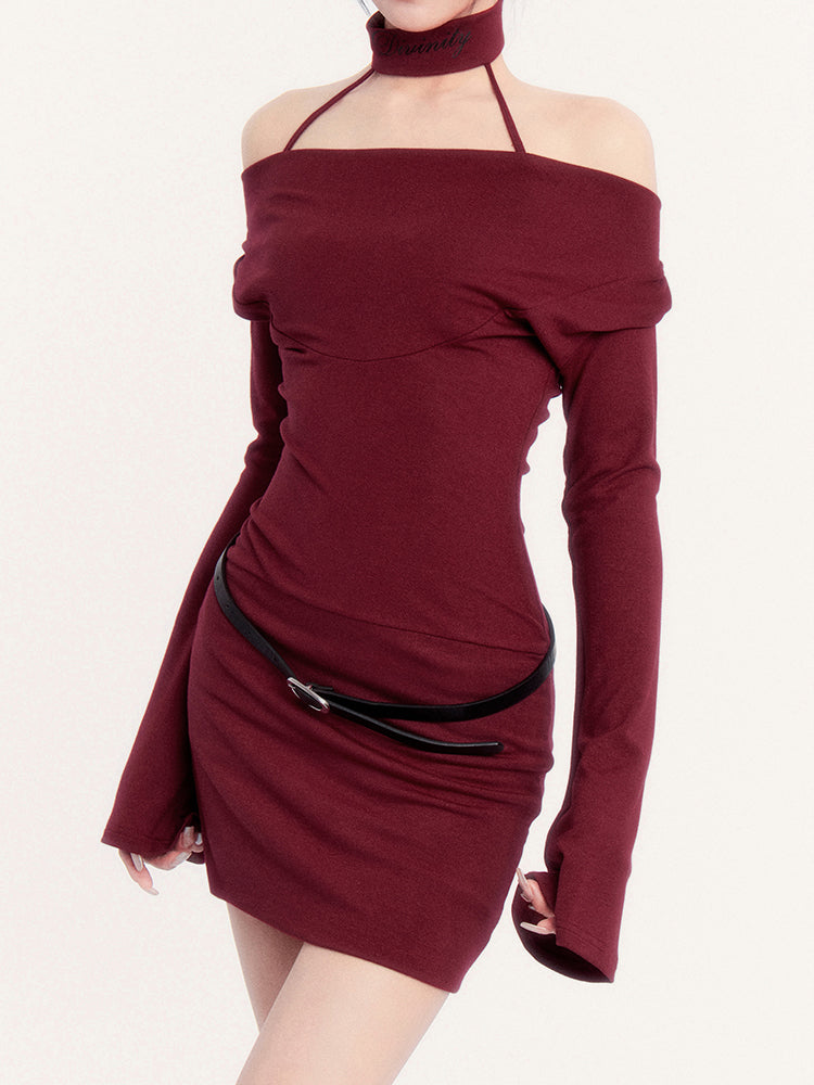 Vestido de carrocería de gargantilla fuera del hombro