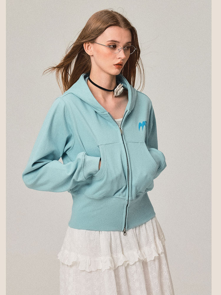 Cardigan à capuche rétro double zip