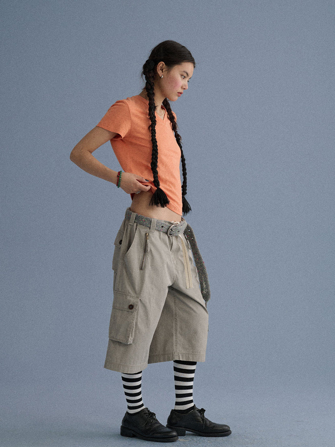 Shoulder-Fitted Cropped Basic Tee