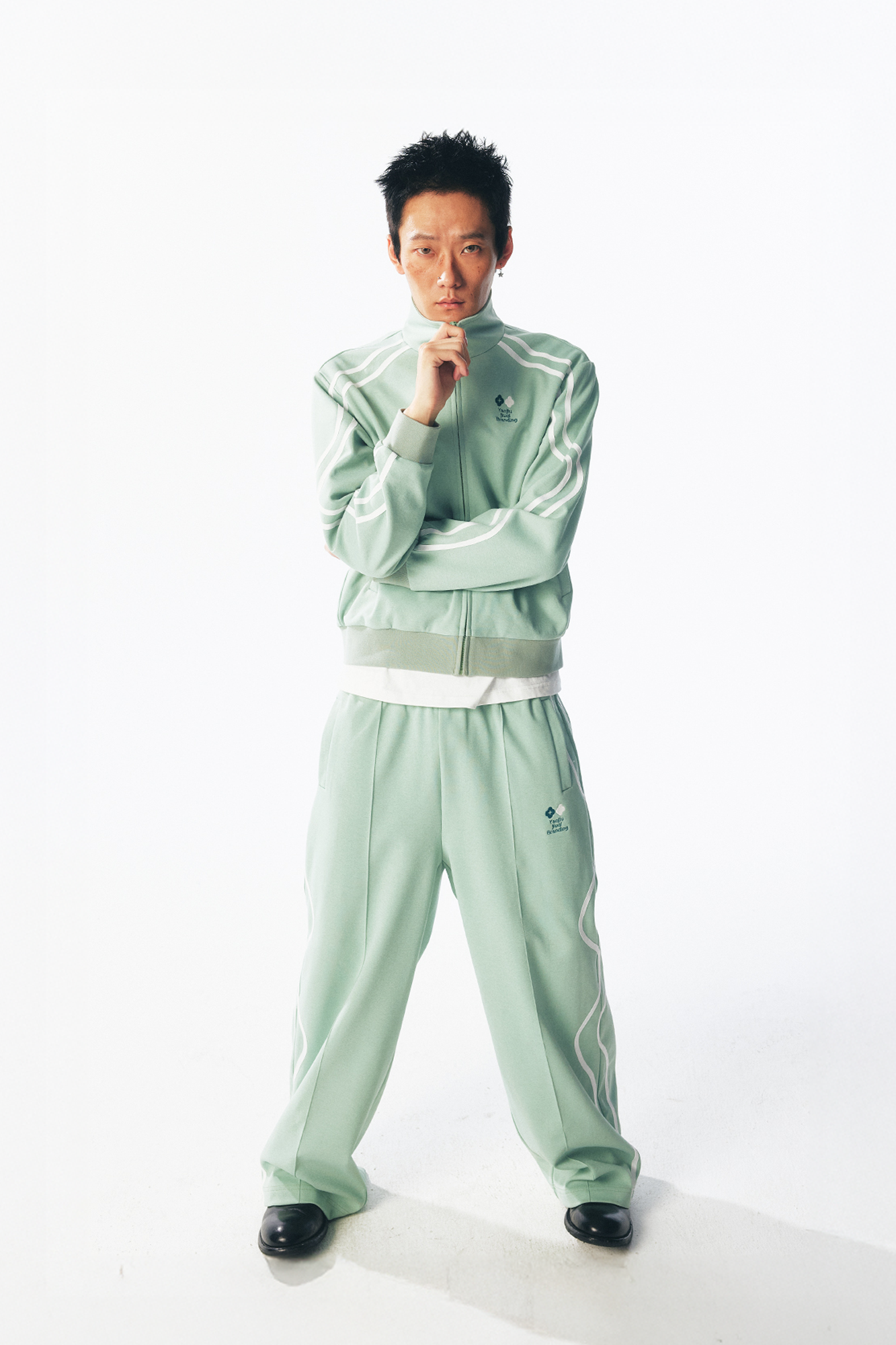Contrast Curved-Stripe Quick-Dry Track Pants