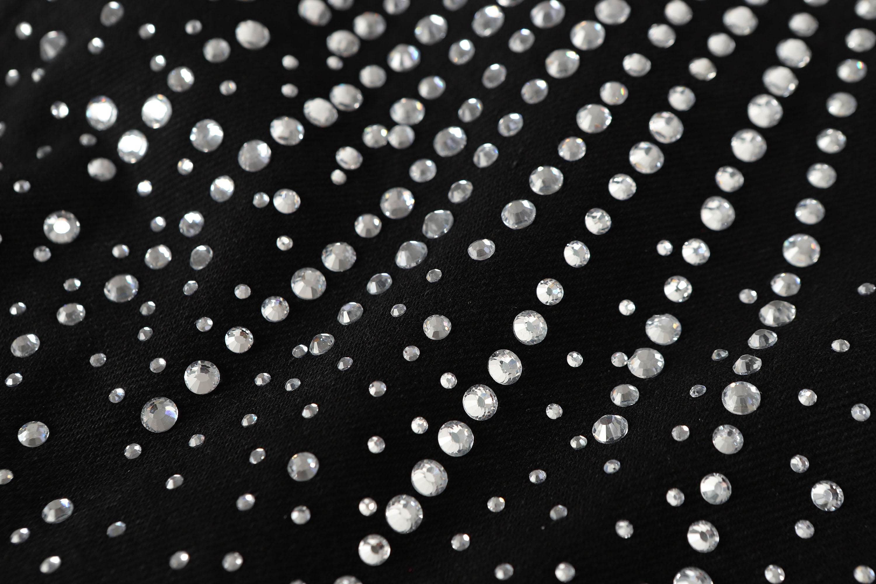 Black Rhinestone Embellished Jeans with Starburst Pattern