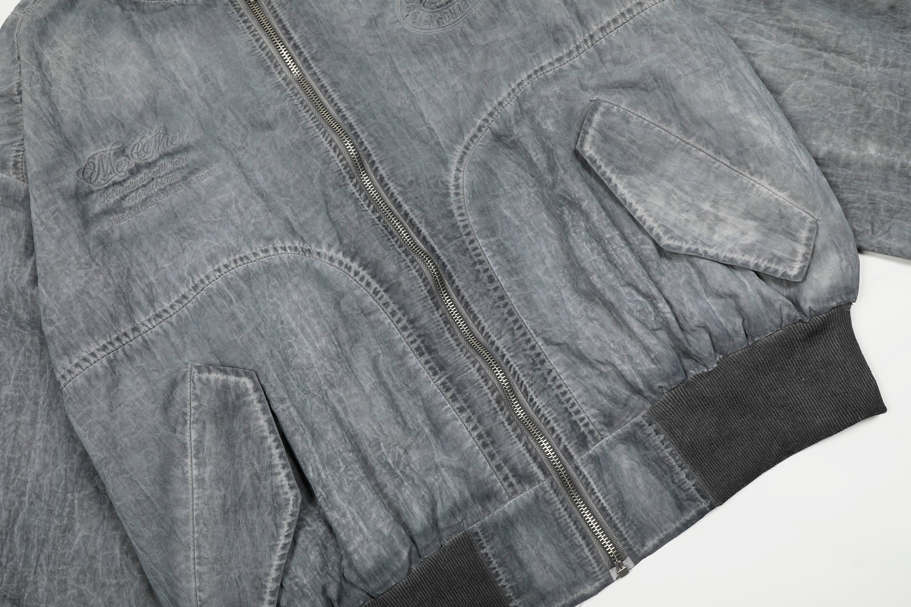 Cropped Crinkled Bomber Jacket