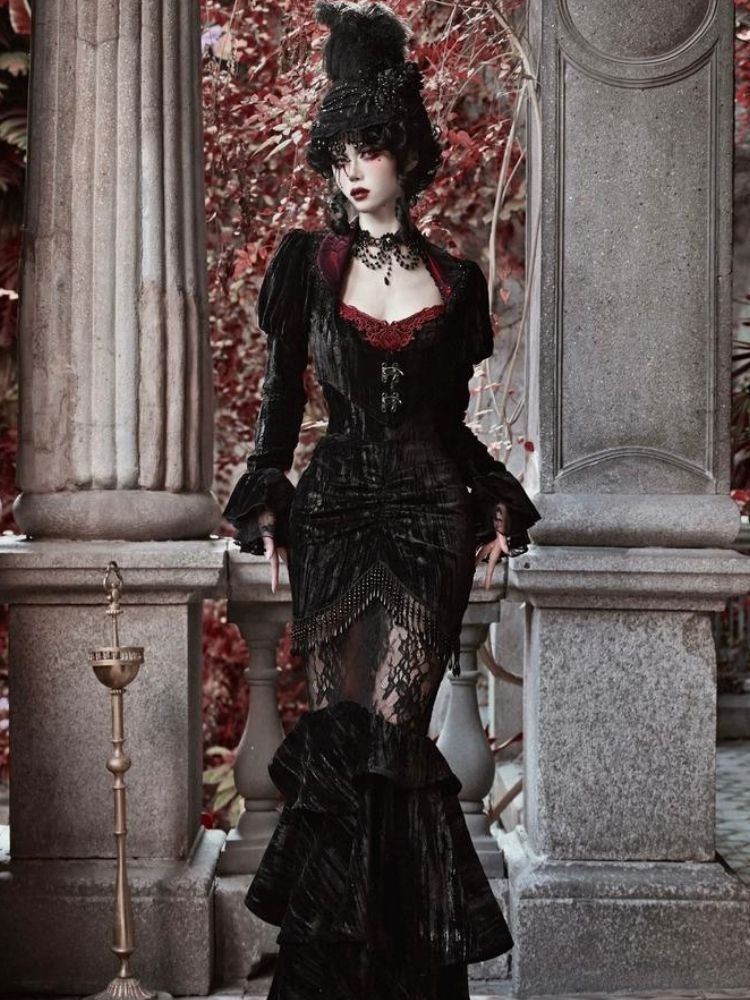 Gothic/Victorian-inspired Velvet Cardigan Top