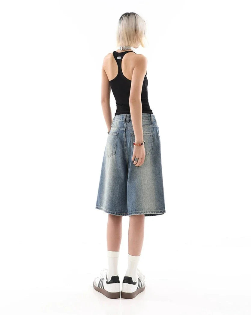 라이트워시 데님 버뮤다 culottes