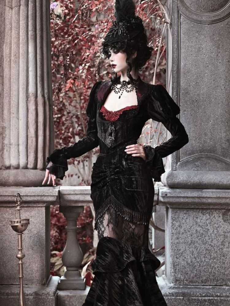 Gothic/Victorian-inspired Velvet Cardigan Top