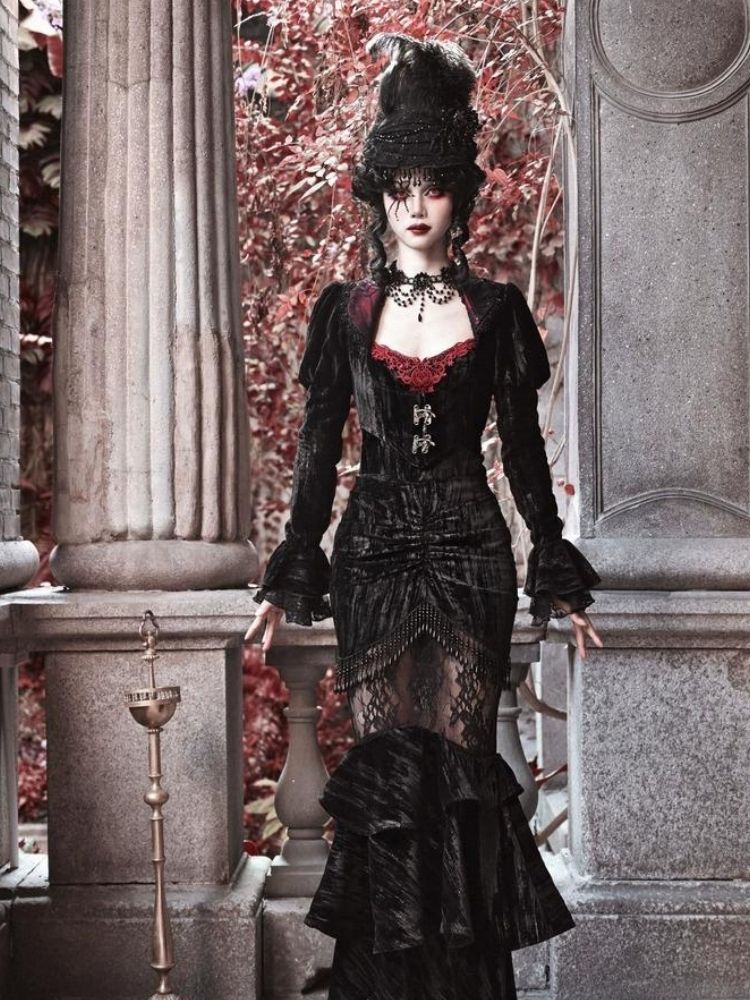 Gothic/Victorian-inspired Velvet Cardigan Top