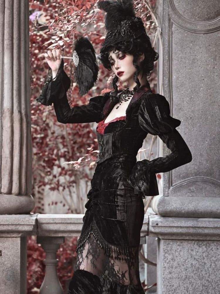 Gothic/Victorian-inspired Velvet Cardigan Top