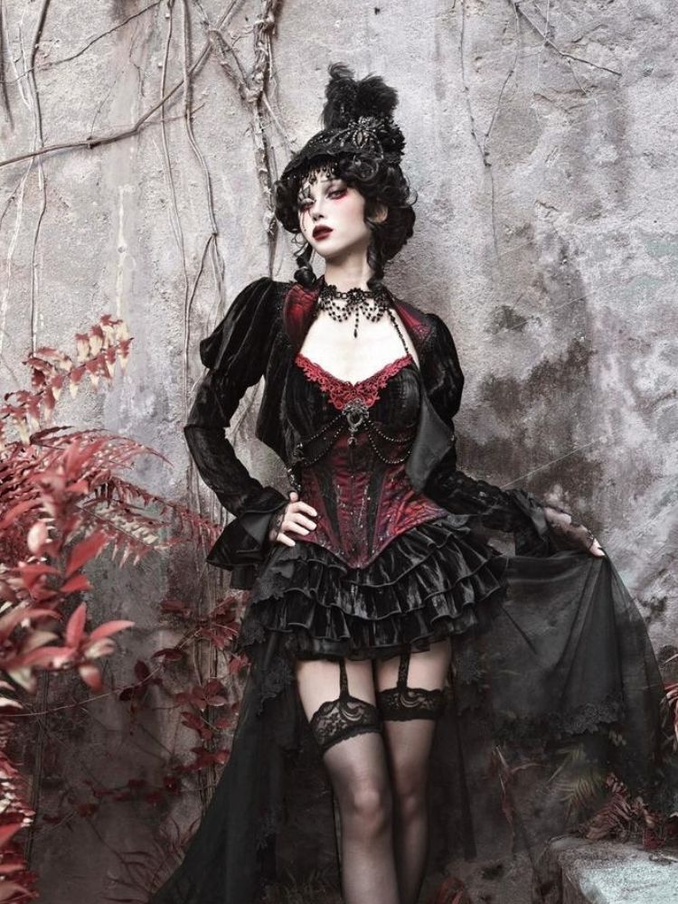 Gothic/Victorian-inspired Velvet Cardigan Top