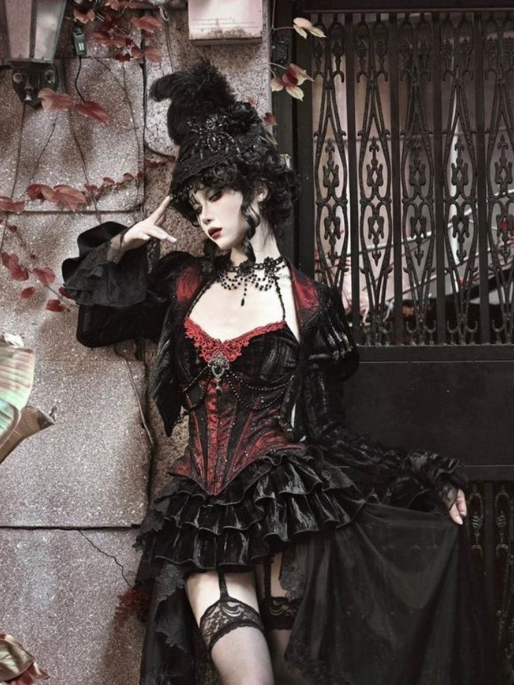 Gothic/Victorian-inspired Velvet Cardigan Top